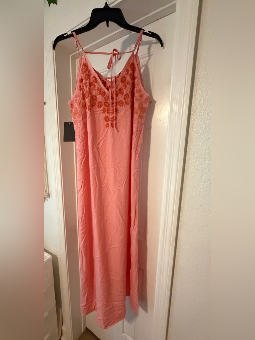 BILLY T - NWT -SM - Flower Garden Cotton Blend Slipdress Pink Embroidered Maxi